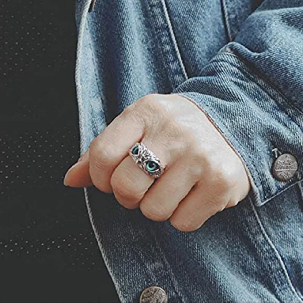 New owl blue eye animal ring - Picture 5 of 5